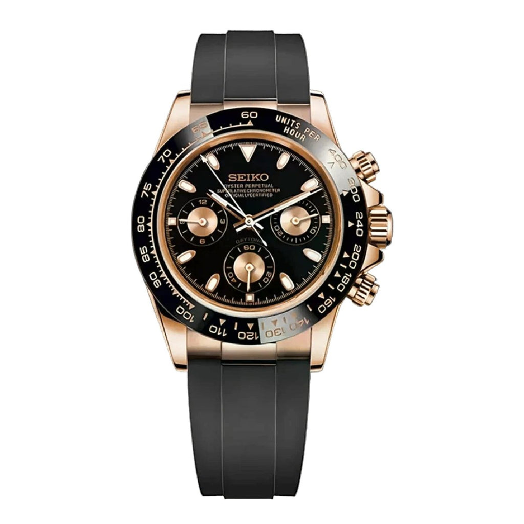 Seiko Mod Daytona Noir Doré