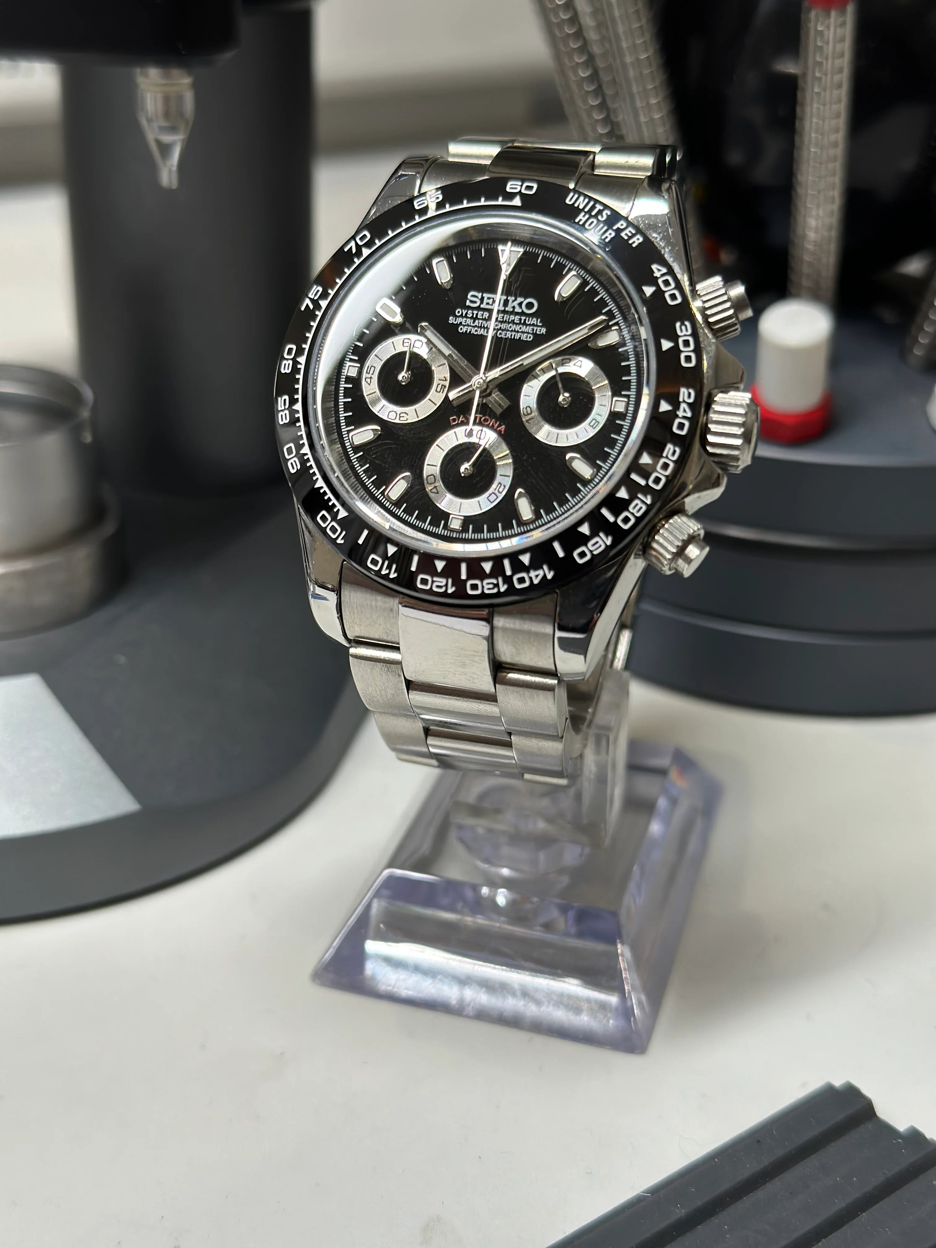 Seiko Mod Daytona Noir Blanc