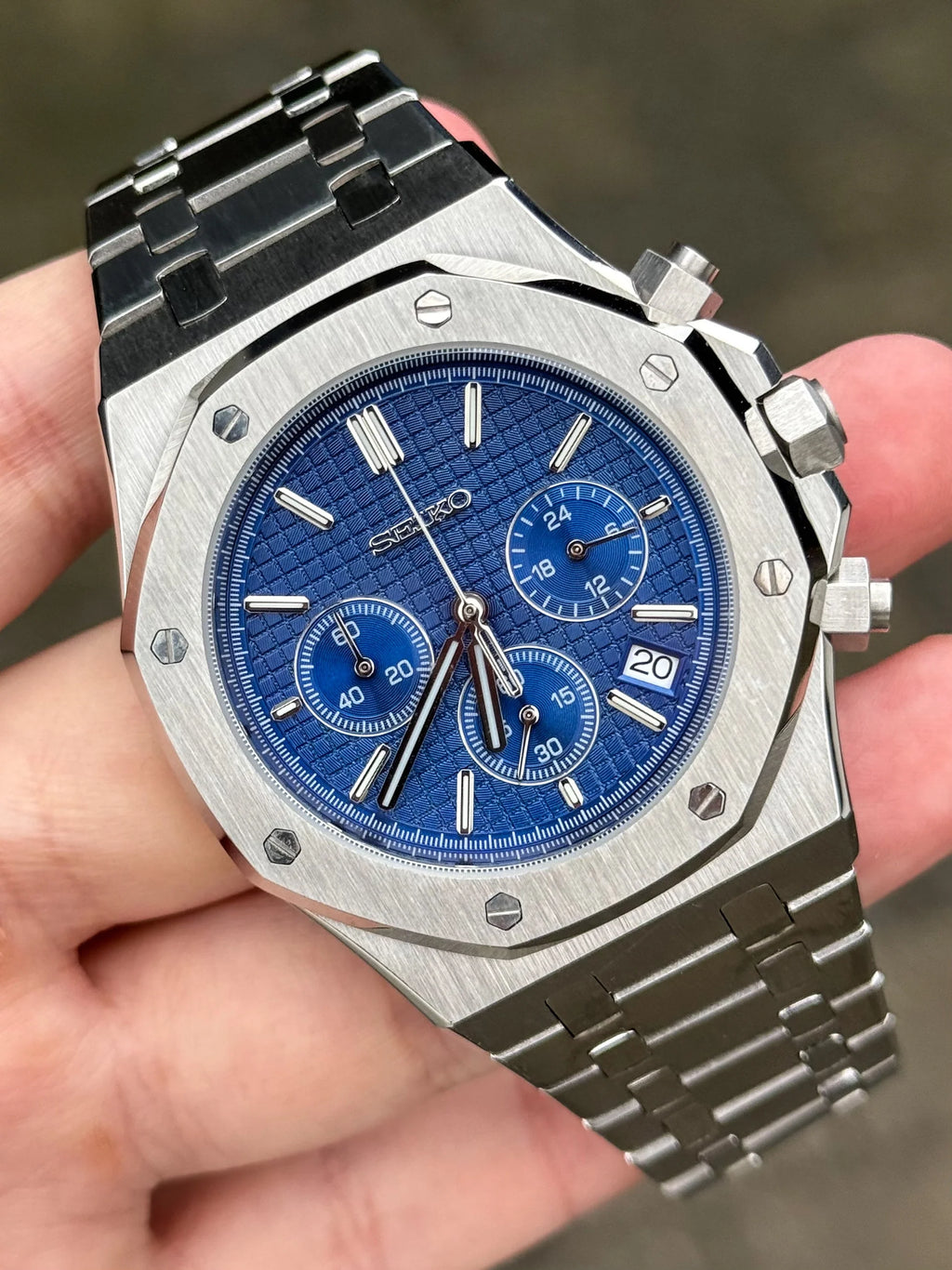 Seiko Mod Royal Oak Bleu Chronograph