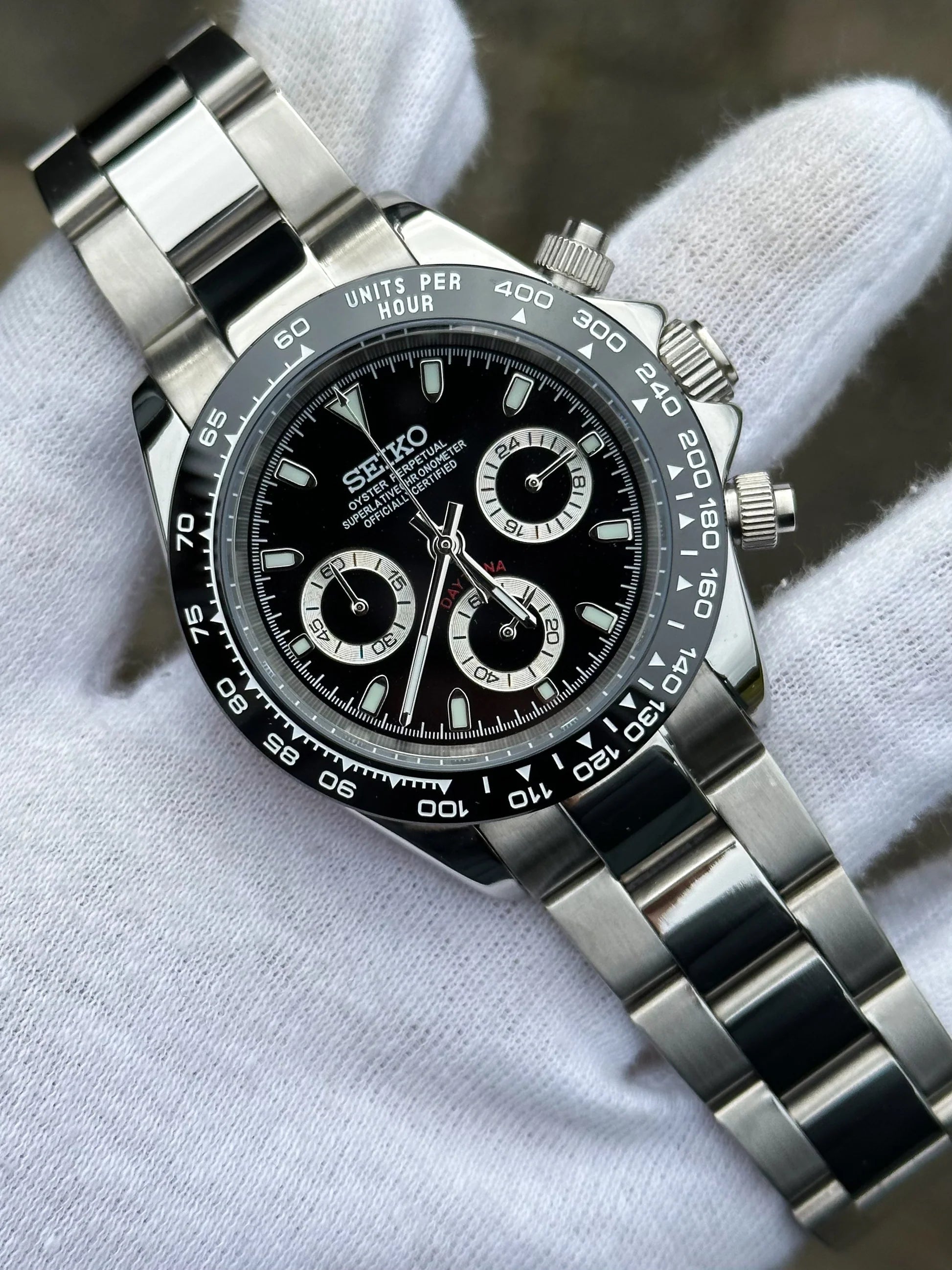 Seiko Mod Daytona Noir Blanc