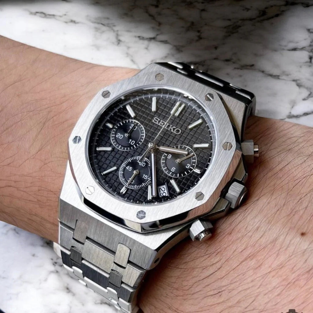 Seiko Mod Royal Oak Noir Chronograph