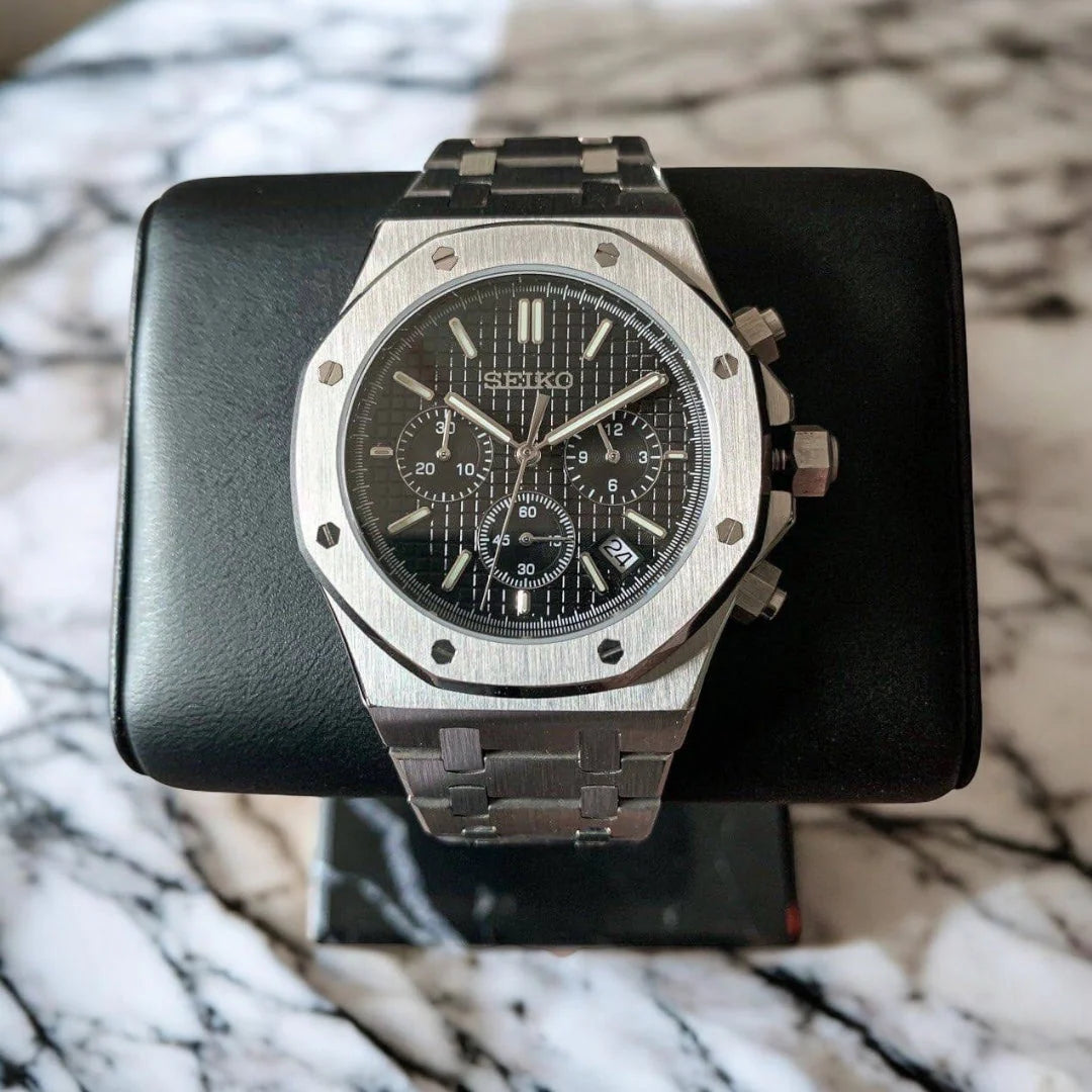Seiko Mod Royal Oak Noir Chronograph