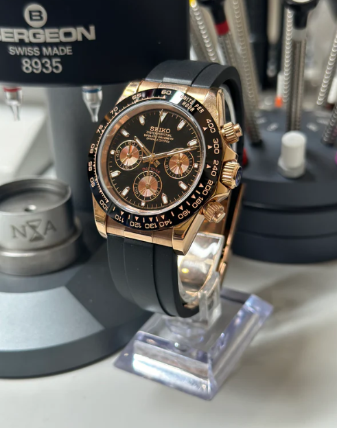 Seiko Mod Daytona Noir Doré