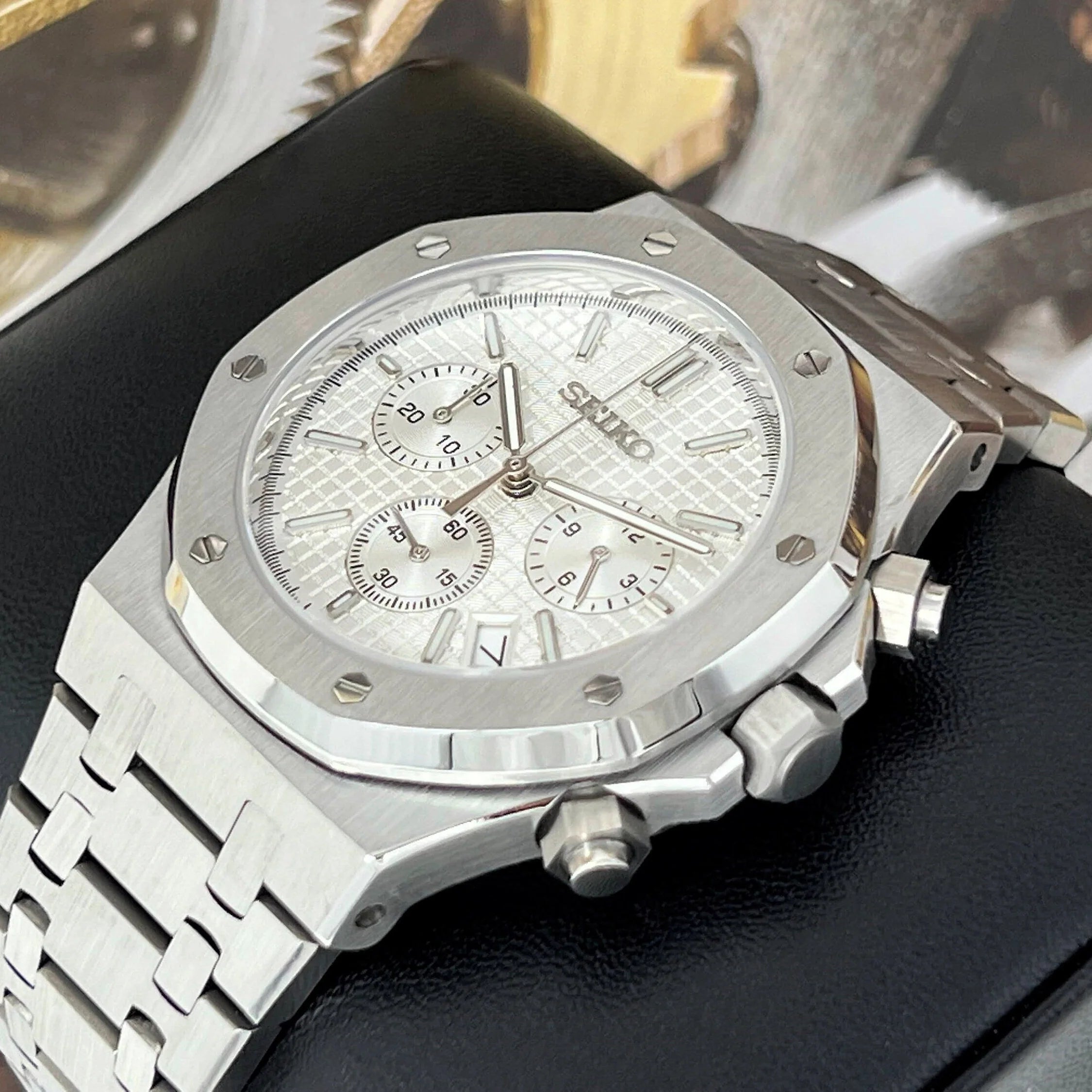 Seiko Mod Royal Oak Blanc Chronograph
