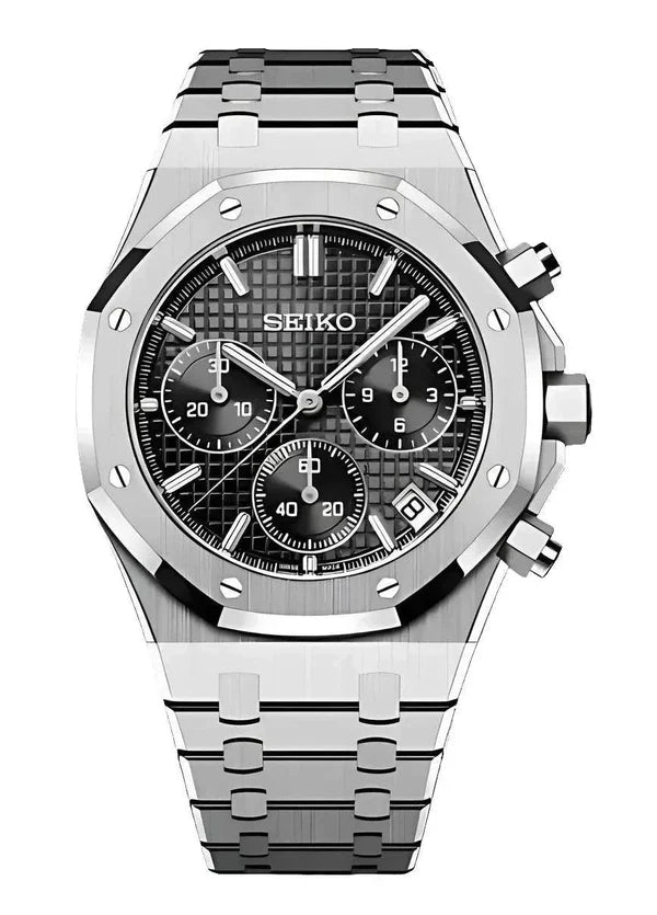 Seiko Mod Royal Oak Noir Chronograph