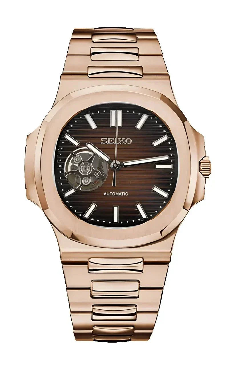 Seiko Mod Nautilus Or marron